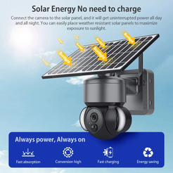 Zoom 3MP 4G LTE Solar-Powered CCTV Camera with 36x Zoom and Integrated Solar Panel